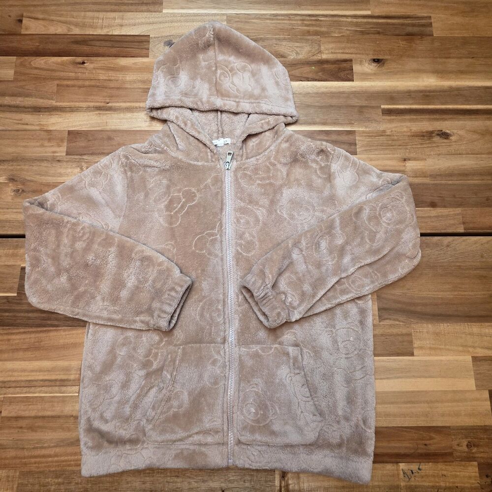 Free Haven Girls 14 (L) Beige Full Zip Hooded Fleece Jacket Pockets